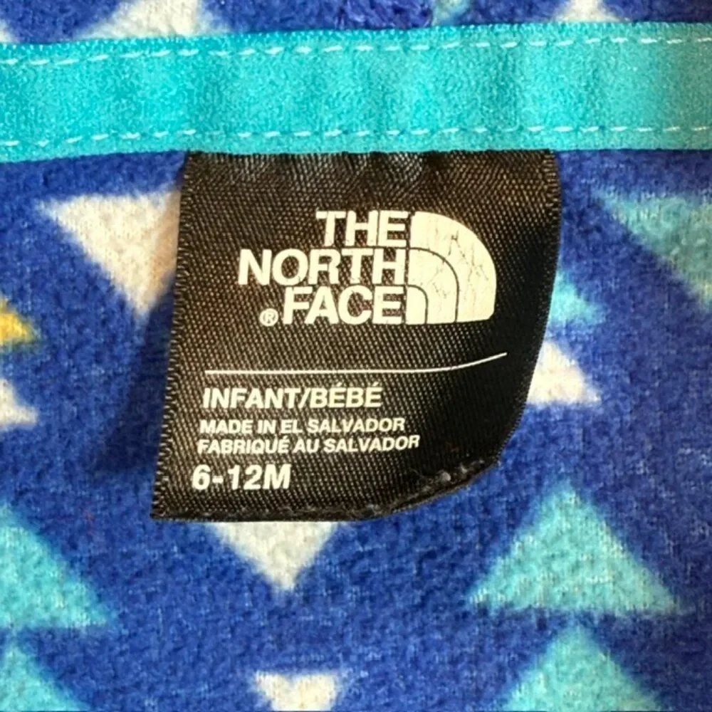 The North Face Blue Print Zip Front Fleece Hooded Jacket- Size 6-12 Months - Picture 3 of 4